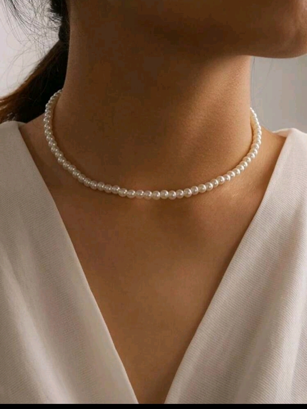 Classic White Pearl Choker Necklace - Women Jewelry
